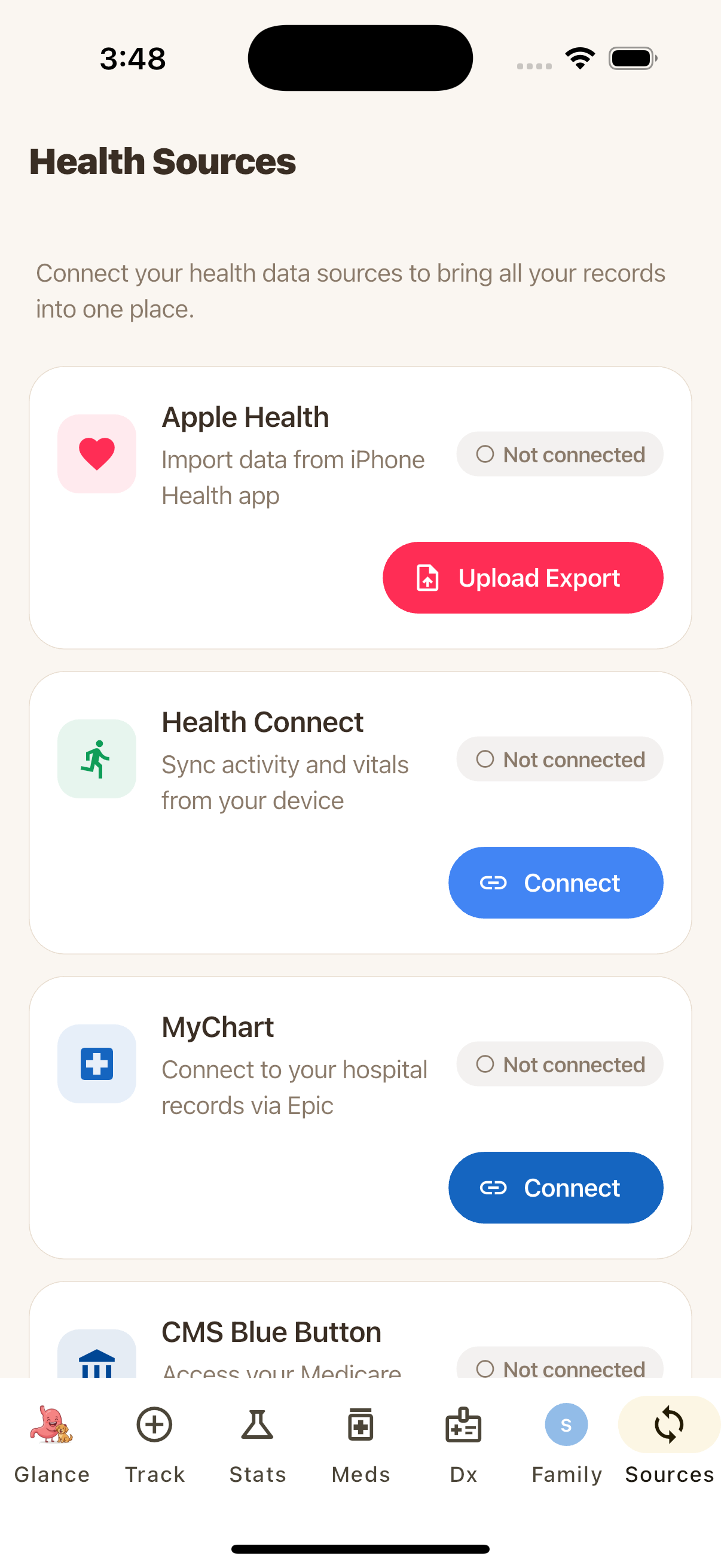 Glance health data sources