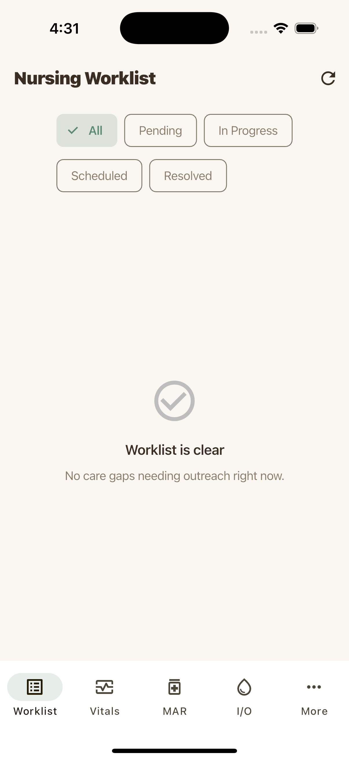 Sguardo nursing worklist